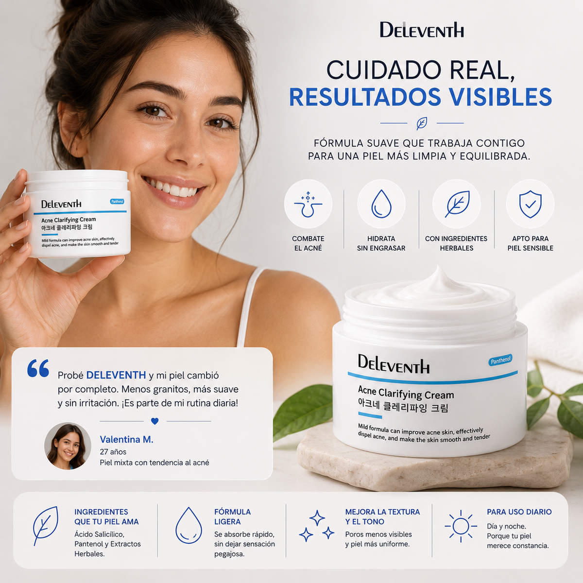 DELEVENTH — CREMA ANTIACNÉ PARA BROTES E IMPERFECCIONES