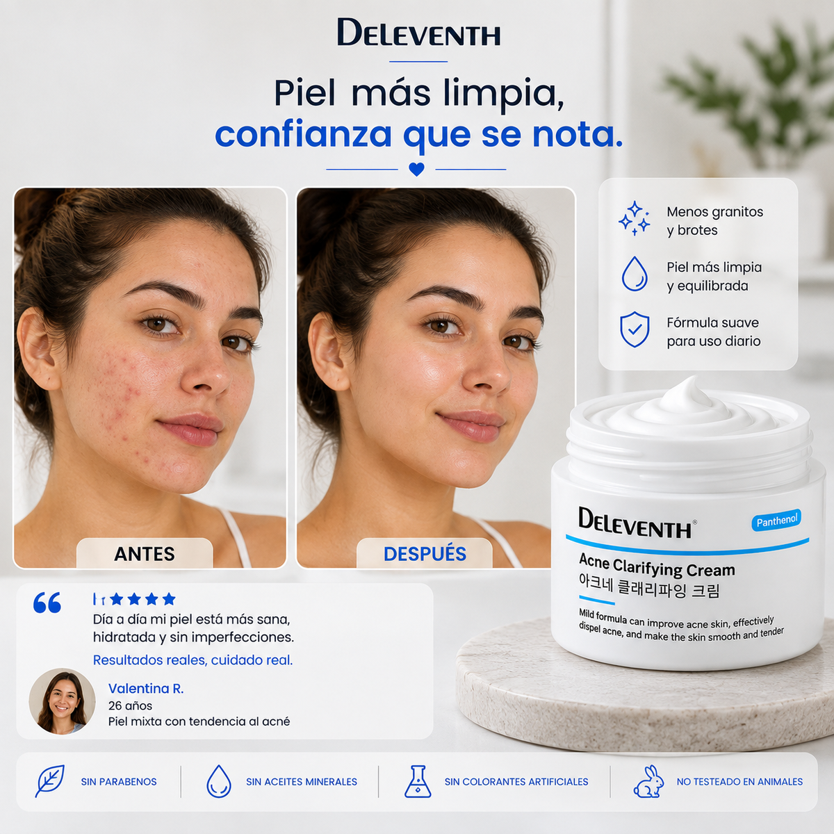 DELEVENTH — CREMA ANTIACNÉ PARA BROTES E IMPERFECCIONES